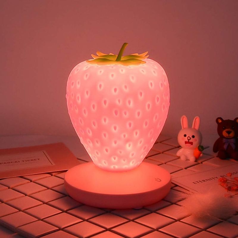 Photo 1 of 
RV77 Children Night Light, Strawberry Lamp Nursery LED Cute Kids Night Light, Children's Bedside Color Changing Lamp, 3 Modes Touch, Baby Nursery...
Color:Pink
