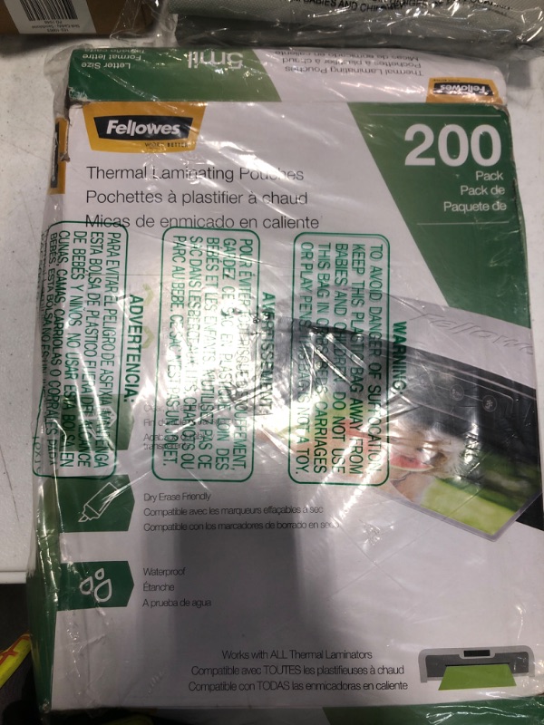 Photo 3 of Fellowes Thermal Laminating Pouches, Letter Size Sheets, 5mil 200pk, Clear (5743601) & Laminator Cleaning Sheets, 10 Pack, 8.5 x 11 in 200 Pack Laminating Pouches + Cleaning Sheets