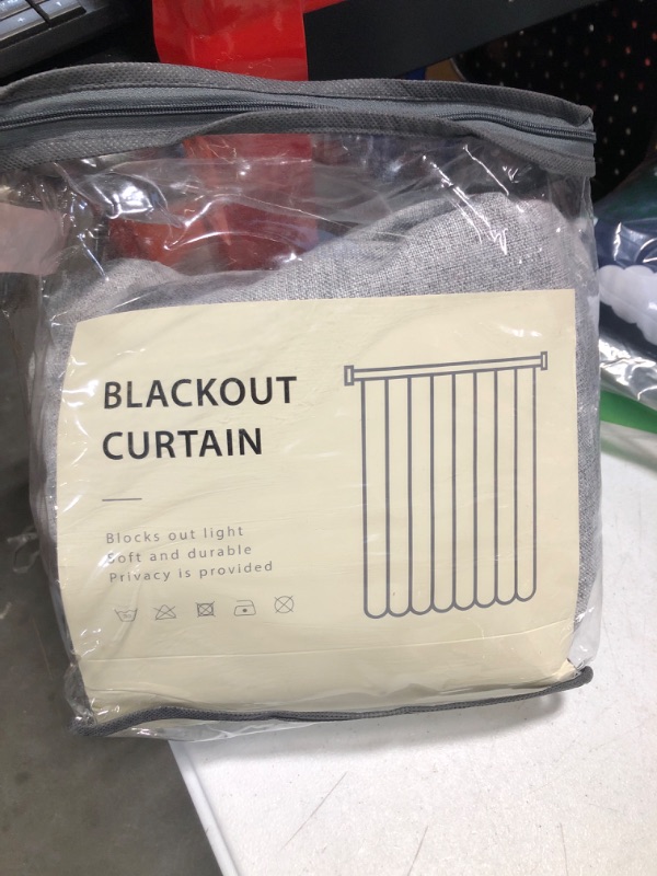 Photo 2 of 100% Blackout Shield Linen Blackout Curtains 108 Inches Long 2 Panels Set, Clip Rings/Rod Pocket Blackout Curtains No Light, Black Out Curtains & Drapes for Bedroom, 50 inches Wide Each Panel, Grey Grey 50''W x 108''L