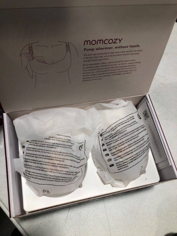 Photo 2 of Momcozy Breast Pump S12 Pro Hands-Free, Wearable & Wireless Pump with Soft Double-Sealed Flange, 3 Modes & 9 Levels Double Electric Pump Portable, Smart Display, 24mm, 2 Pack, Elegant White Pack of 2 Elegant White