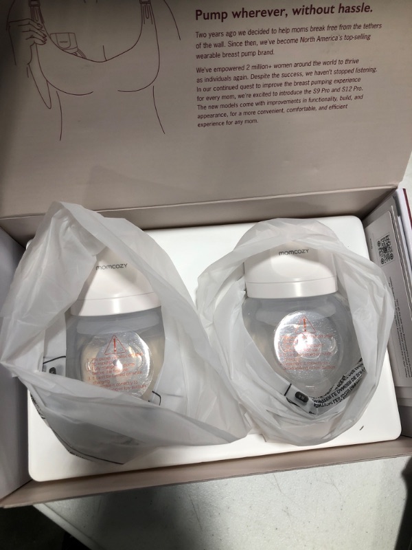 Photo 1 of Momcozy Breast Pump S12 Pro Hands-Free, Wearable & Wireless Pump with Soft Double-Sealed Flange, 3 Modes & 9 Levels Double Electric Pump Portable, Smart Display, 24mm, 2 Pack, Elegant White Pack of 2 Elegant White