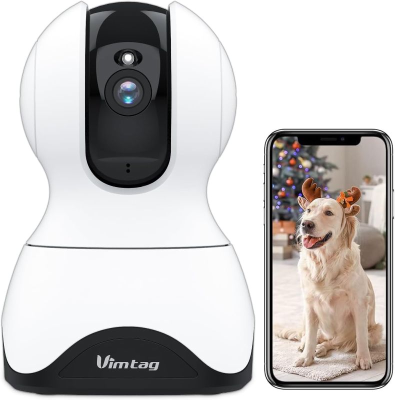 Photo 1 of VIMTAG Pet Camera, 2.5K HD Pet Cam, 360° Pan/Tilt View Angel with Two Way Audio, Dog Camera with Phone APP, Motion Tracking Alarm,Night Vision,24/7 Recording with Cloud/Local SD, Smart Home Indoor Cam