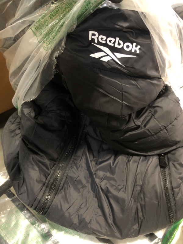 Photo 2 of Reebok Men's Winter Jacket - Heavyweight Quilted Puffer Parka Coat - Ski Jacket for Men, Sherpa Lined Hood (S-XL) XX-Large Black