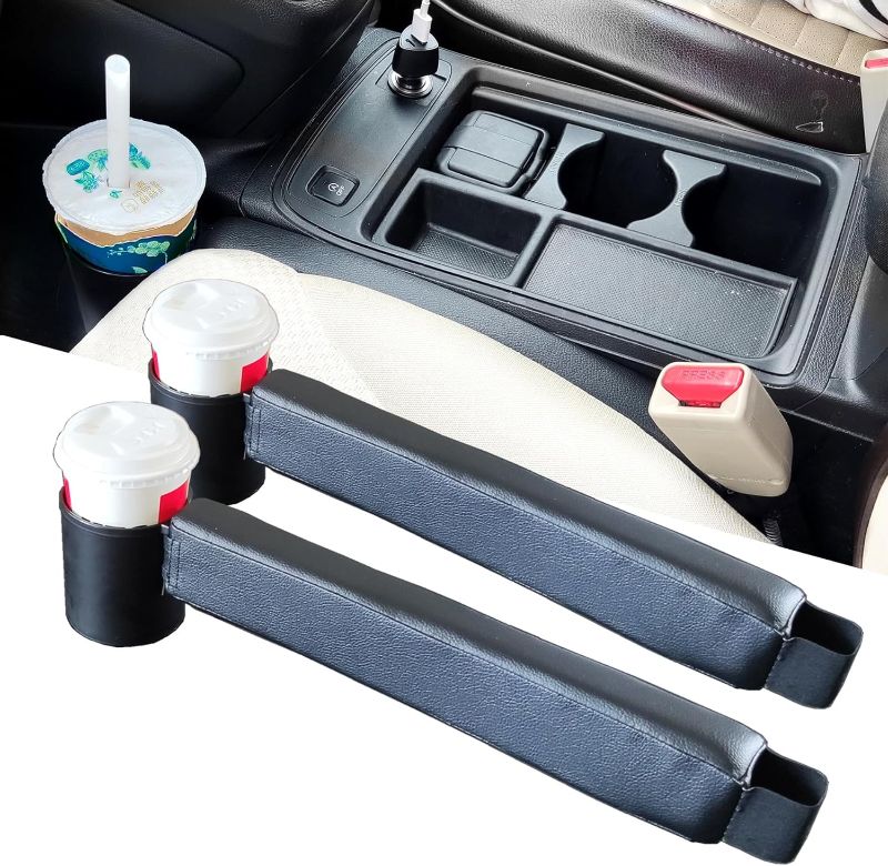 Photo 1 of 
VEXONEYE Car Seat Gap Filler Organizer with Cup Holder Universal to Fill The Gap Between Seat and Console Black Crevice Crack Plug Drop Blocker 2 Pack VE