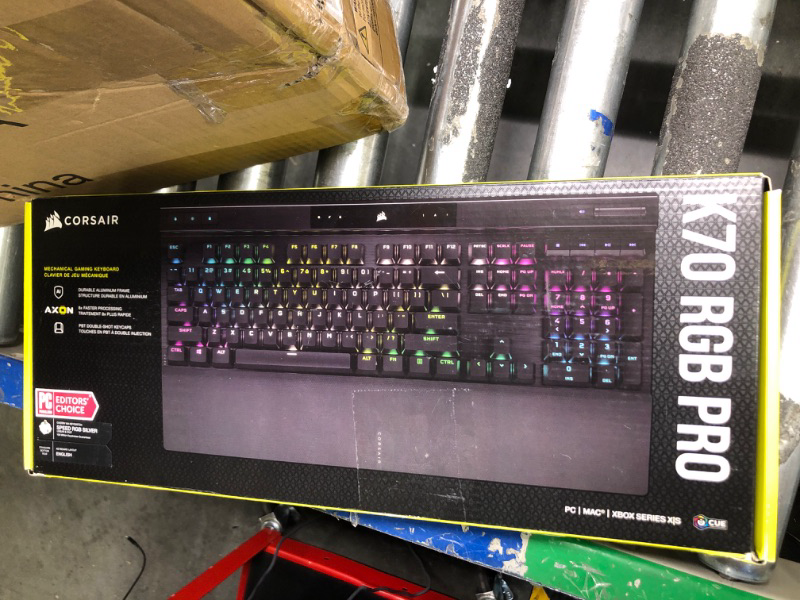 Photo 3 of Corsair K70 RGB PRO Wired Mechanical Gaming Keyboard (CHERRY MX RGB Speed Switches: Linear and Rapid, 8,000Hz Hyper-Polling, PBT DOUBLE-SHOT PRO Keycaps, Soft-Touch Palm Rest) QWERTY, NA - Black Cherry Speed- Fast K70 RGB PRO Black