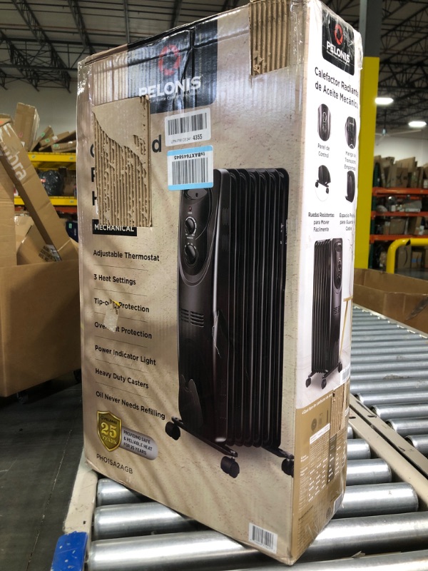 Photo 2 of ***SEALED BOX***PELONIS PHO15A2AGB, Basic Electric Oil Filled Radiator,black space heater, 26.10 x 14.20 x 11.00