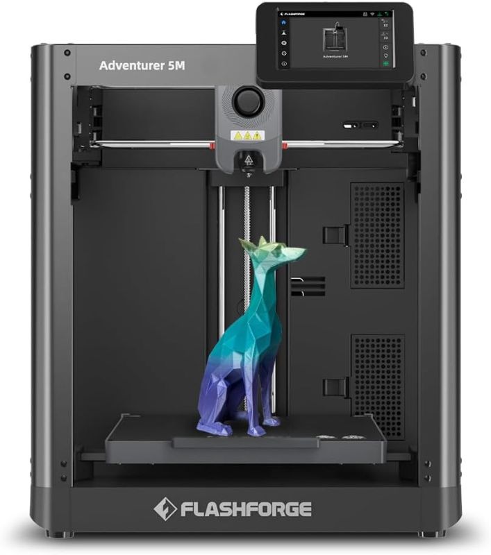 Photo 1 of FLASHFORGE Adventurer 5M 3D Printer, 600mm/s High-Speed Fully Auto Leveling Printer with Quick Detachable 280? Nozzle, Effective Dual-Channel Cooling, Core XY Structure, Print Size 220x220x220mm