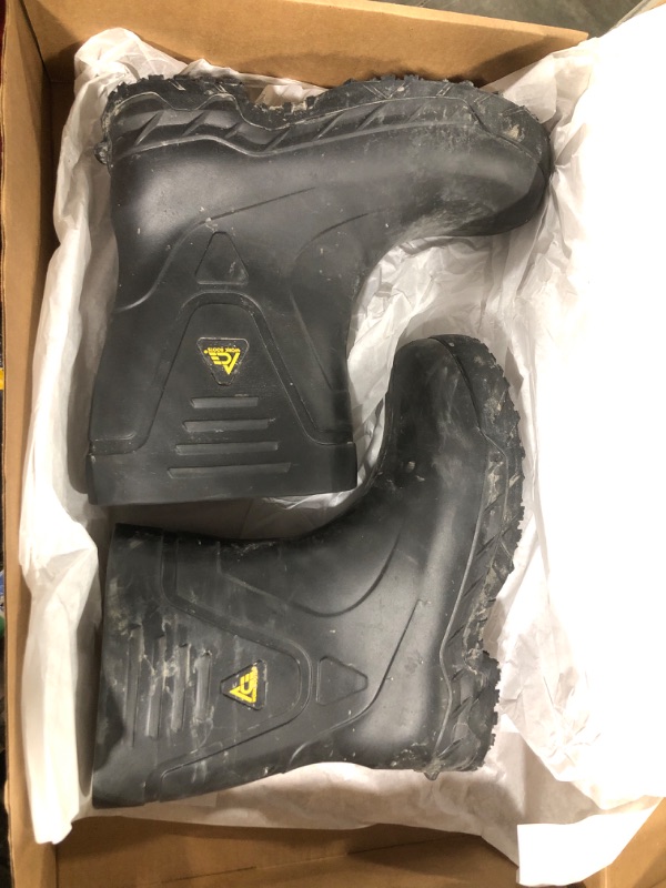 Photo 2 of ***NEEDS CLEANING***Shoes for Crews Bullfrog II, Men's, Women's, Unisex, Slip Resistant, Water Resistant Work Boots with Soft and Composite Toe 15 Women/13 Men Black Pro St