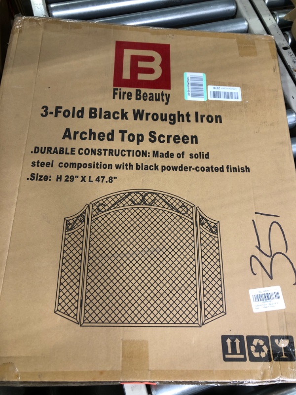 Photo 2 of ***SEALED BOX***Fire Beauty Fireplace Screen for Wood Burning Fireplace Foldable 3 Panel Wrought Iron Fireplace Cover with Protective Mesh Fire Spark Guard for Indoor Outdoor Flat Guard Fire Screens Black Small