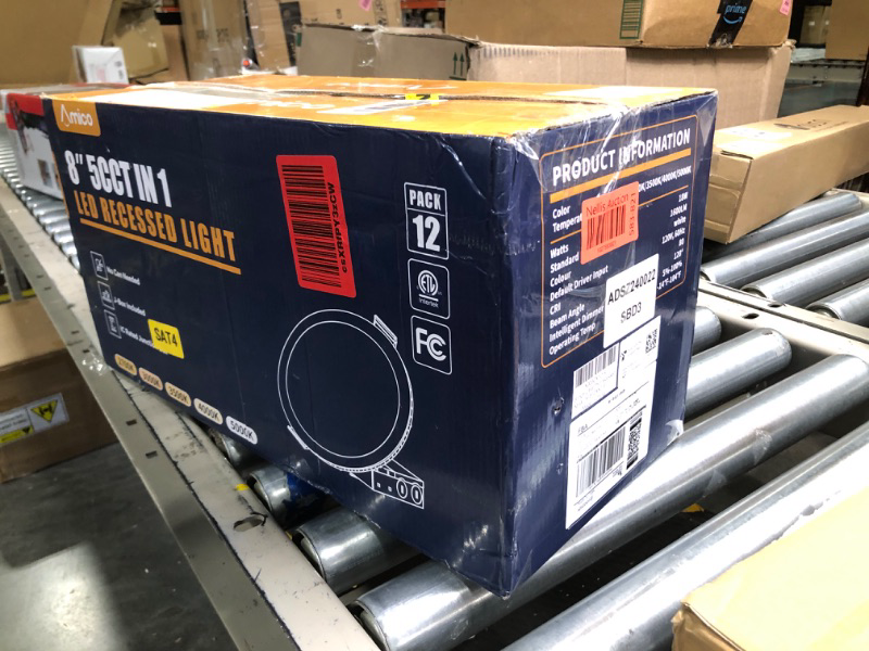 Photo 1 of Amico 12 Pack 8 Inch 5CCT Ultra-Thin LED Recessed Ceiling Light with Junction Box, 2700K/3000K/3500K/4000K/5000K Selectable, 18W Eqv 125W, Dimmable Canless Wafer Downlight, 1600LM High Brightness -ETL 5000k/4000k/3500k/3000k/2700k - 5cct White 8 Inch