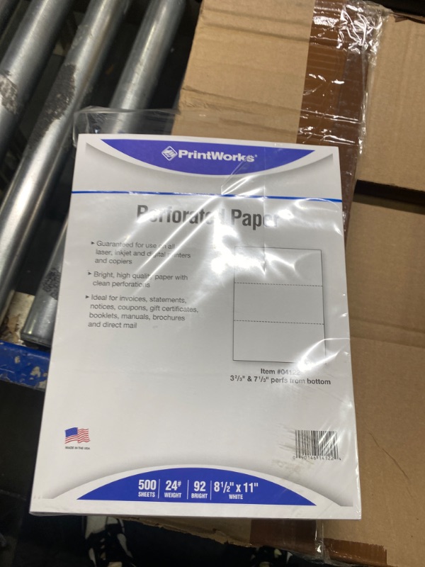 Photo 3 of PrintWorks Professional Perforated Paper for Statements, Invoices, Gift Certificates, Coupons and More, 8.5 x 11, 24 lb, 2 Horizontal Perfs 3 2/3" and 7 1/3" From Bottom, 500 Sheets, White (04122) 500 Sheets 3 Part Perf