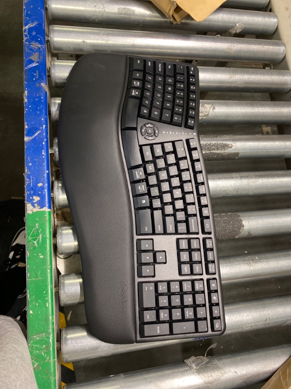 Photo 1 of MEETION Ergonomic Keyboard, Multi-Device Wireless Bluetooth Keyboard with Wrist Rest, Full-Sized Cordless Split Keyboard, Type- C Rechargeable Keyboard, Ergo Keyboard for PC/Computer/Laptop, Black