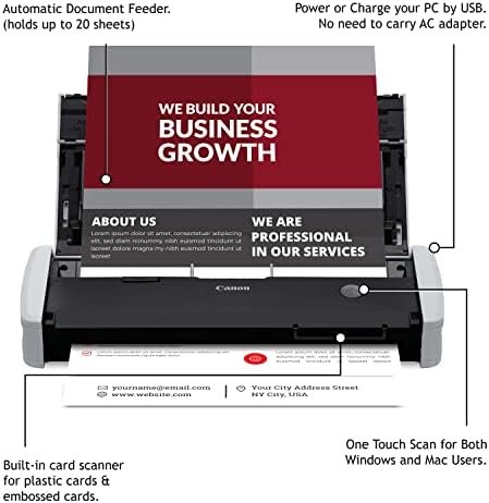 Photo 1 of Canon imageFORMULA R10 Portable Document Scanner, 2-Sided Scanning with 20 Page Feeder, Easy Setup for Home or Office