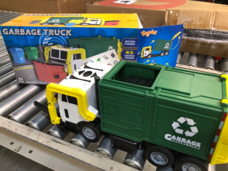 Photo 1 of JOYIN Toys for 3+ Yesrs Old Boys, 16" Large Garbage Truck Toy, Friction Powered Waste Management Garbage Truck with Lights and Sounds, Front Load Dumpster, Trash Bins with Trash Cards, Toddlers Gifts