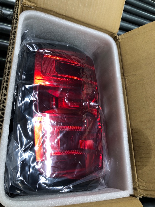 Photo 2 of HECASA Tail Light Compatible with 2014-2018 Chevy Silverado 1500 2500 3500 HD GMC Sierra 3500 HD Dually Models Replacement for GM2800261 Tail Lamp Driver Side - Red Lens Chrome Housing Red Lens & Chrome Housing Driver Side