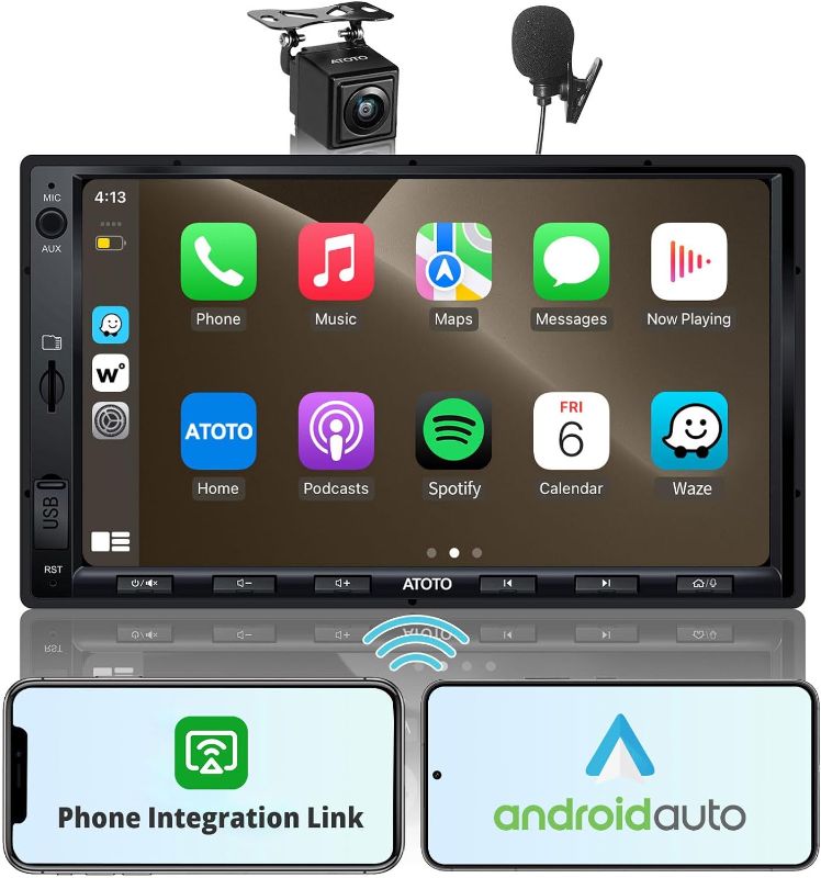 Photo 1 of [Upgrade] ATOTO Double Din Car Stereo with Wireless CarPlay,Wireless Android Auto,7in IPS Touchscreen,Bluetooth,Phone Mirroring,HD LRV Camera,USB Video & Audio,F7G2A7WE-S01
