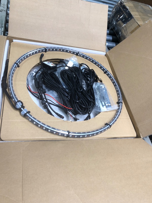 Photo 2 of ***NON FUNCTIONING//SOLD AS PARTS***    17" Double Row Wheel Lights, Brighter RGB Dream Chasing LED Rim Lights with App & Remote Control, Music Wheel Ring Lights with Turn & Braking Signal Compatible with Jeep Trucks SUV Car?4PCS? 4 wheel-17" 2-Row Dream 
