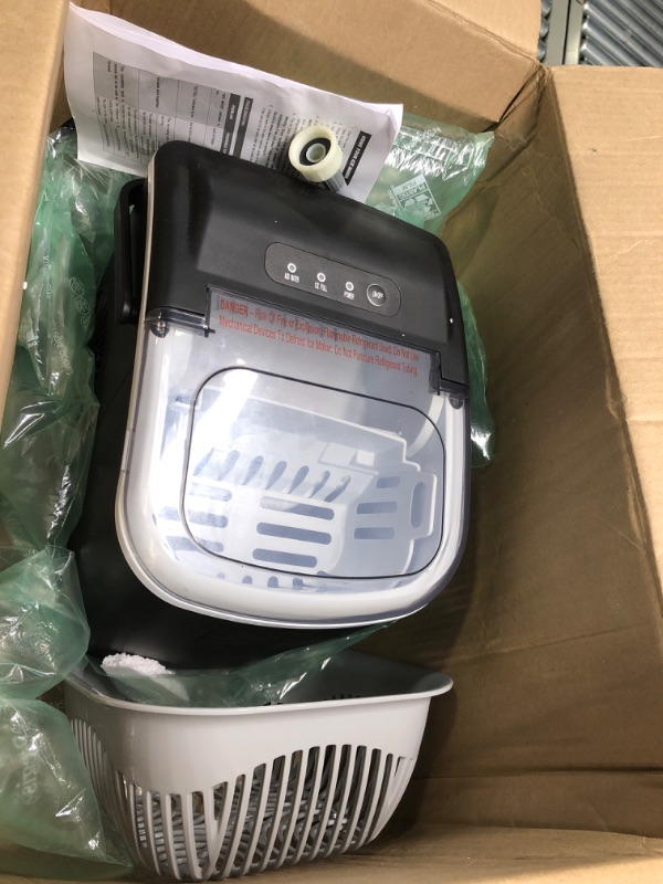 Photo 1 of VIVOHOME Electric Portable Compact Countertop Automatic Ice Cube Maker Machine with Handle Hand Scoop 10 Ice Bags and Self Cleaning Function 26lbs/Day Black Bullet Ice - 26lbs Black with Handle