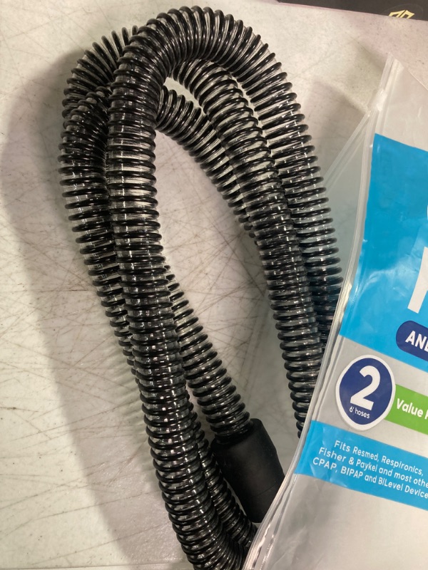 Photo 2 of 2-Pack Universal CPAP Hose - 6ft CPAP Tubing Compatible with Most Machines- 22mm Replacement Hoses in Black with Tube Brush by DuraCleanse 2 Pack