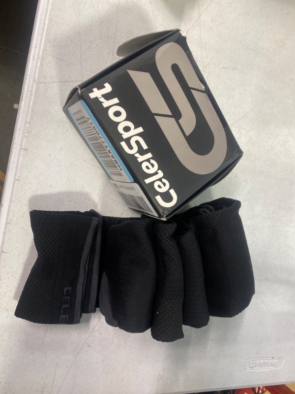 Photo 2 of CS CELERSPORT 3 Pairs Compression Socks for Men and Women 20-30 mmHg Running Support Soccer Football Socks Small-Medium Black (3 Pack)