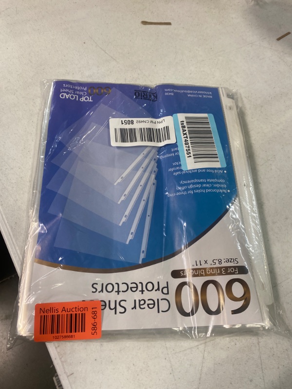 Photo 1 of KTRIO Sheet Protectors 8.5 x 11 inch Clear Page Protectors for 3 Ring Binder, Plastic Sleeves for Binders, Top Loading Paper Protector Letter Size, 600 Pack
