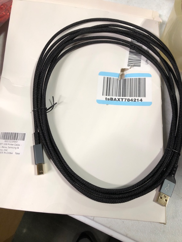 Photo 2 of Printer Cable 15Ft,2.0 Printer Scanner Cable Cord USB Type A Male to B Male High Speed for HP, Canon, Lexmark,Dell, Xerox, Samsung etc(15 Ft/5M)