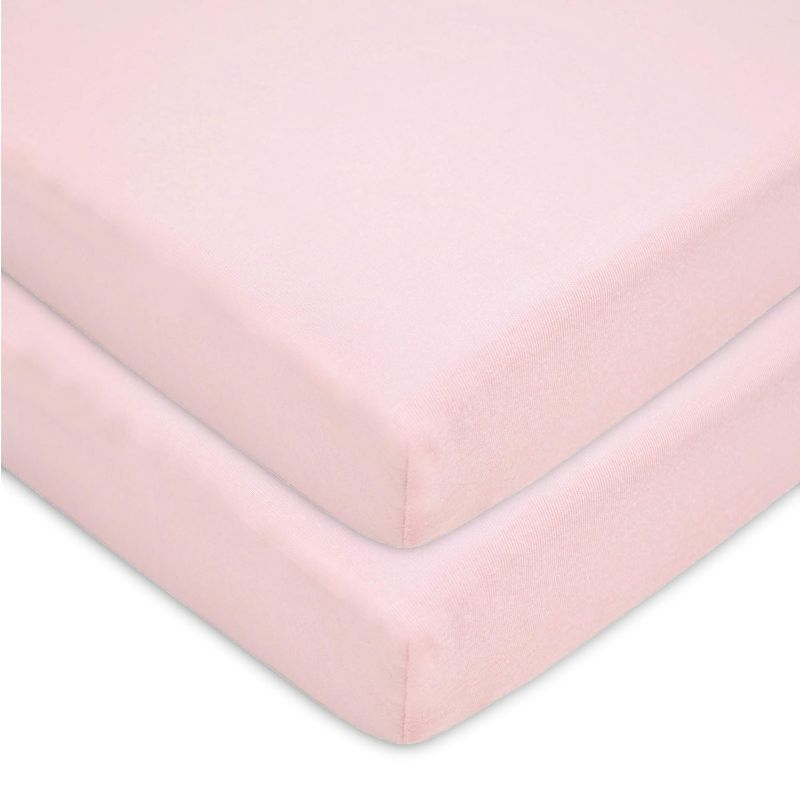 Photo 1 of American Baby Company Fitted Mini Crib Sheet 24" x 38", Soft Breathable Neutral Cotton Jersey Portable Sheet, Baby Pink, for Boys and Girls, Fits Most Pack N Play and Mini Crib Mattresses