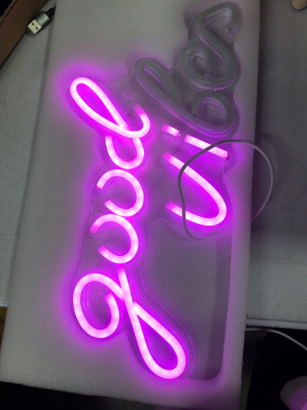 Photo 2 of Bymax Neon Sign, Good Vibes Wall Decor Neon Signs, Usb Powered Led Neon Lights Up For Bedroom Bar Wedding Party Room - PINK