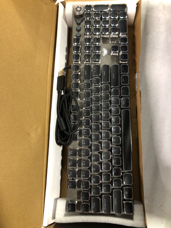 Photo 3 of CC MALL Gaming Mechanical Keyboard, Metal Panel104 Anti-ghosting Keys,Brown Switches,Led Backlit,USB Wired, Wrist Rest,Good for Game and Office,for Computer PC Desktop Laptop(2088-Black)