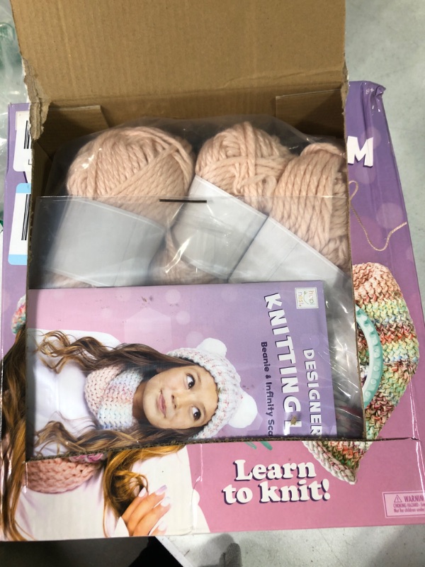 Photo 3 of Hapinest Learn to Knit Hat and Scarf Knitting Loom Kit for Beginners Crafts for Girls Kids Ages 8 9 10 11 12 Years and Up