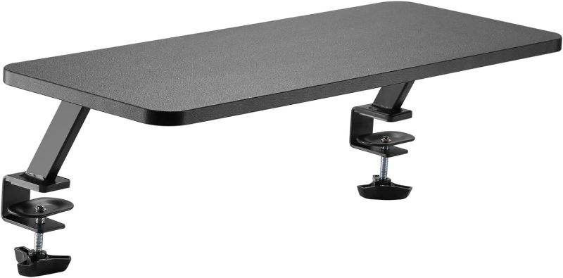 Photo 1 of Kantek Ergonomic Mounted Computer Monitor Riser Stand, Floating Desk Shelf, Clamp On Base, 25.6" X 10.2" X 5.1", Black