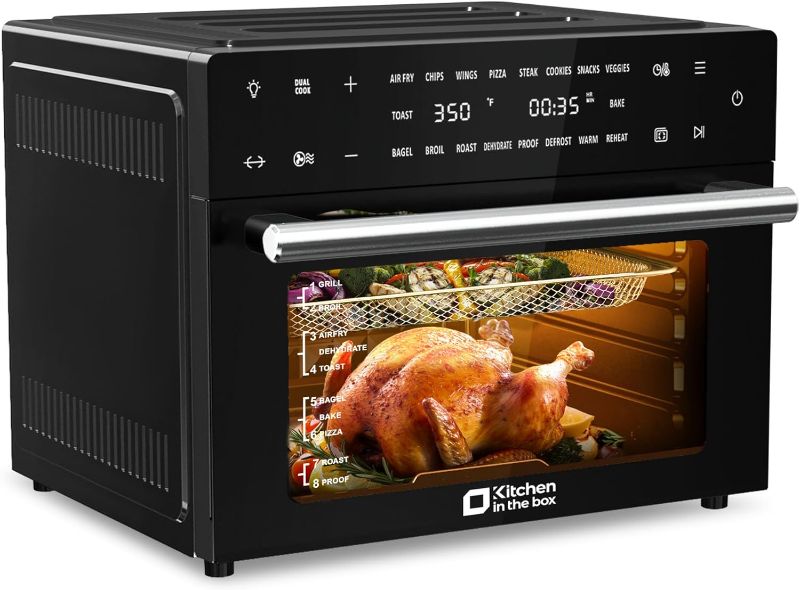 Photo 4 of 32 QT Digital Toaster Oven Air Fryer Combo, Kitchen in the box Convection Oven Countertop, 19-in-1 Smart Airfryer, Pizza Oven with, Toast Bake and Broil, Rotisserie, 6 Accessories, 1800W