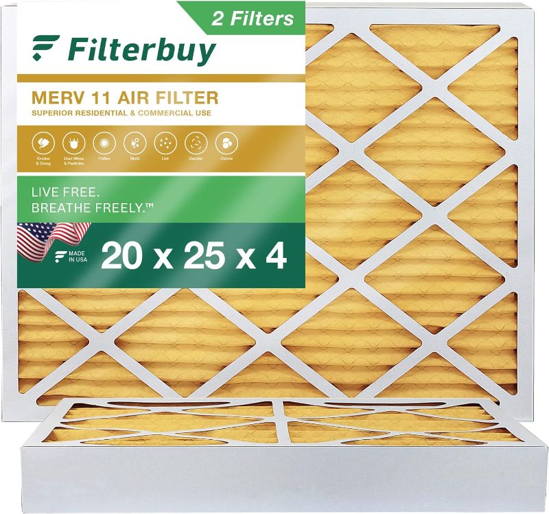 Photo 9 of BNX TruFilter 20x25x4 Air Filter MERV 11  - MADE IN USA - Allergen Defense Electrostatic Pleated Air Conditioner HVAC AC Furnace Filters for Allergies, Dust, Pet, Smoke, Allergy MPR 1200 FPR 7 20x25x4  2-pack