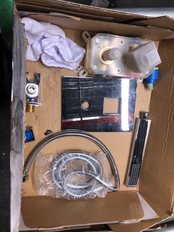 Photo 1 of 12 Inches LED Shower Head with Brass Handheld Shower Head Shower System Luxury Shower Faucets Sets Complete Shower Combo Set Rough-in Valve Body and Trim Kit Included 1 12inch Chrome