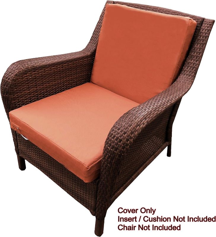 Photo 1 of 2 Pack Outdoor Patio Chair Water-Resistant Cushion Pillow Seat Covers 23"X23"X5" - Replacement Covers Only (23"X23"X5" 2 Packs, Rust)