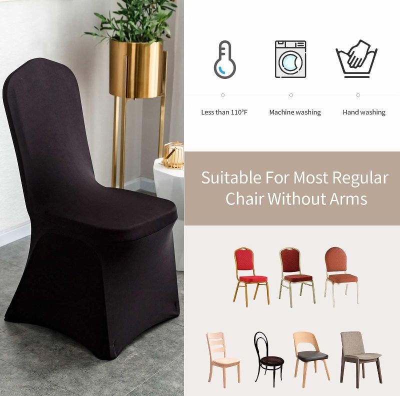 Photo 1 of 11 PCS Black Spandex Chair Covers Banquet Chair Covers - Universal Stretch Chair Slipcovers Protector for Wedding, Banquet, and Party (10, Black)