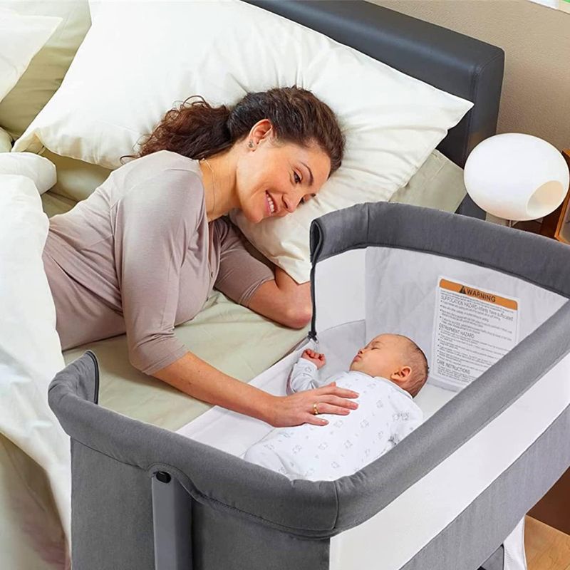 Photo 1 of Baby Crib,3 in 1 Bassinet for Baby,Bedside Sleeper Bedside Baby bassinets Crib for Newborn,Adjustable Portable Baby Bed for Infant/Baby,Gray