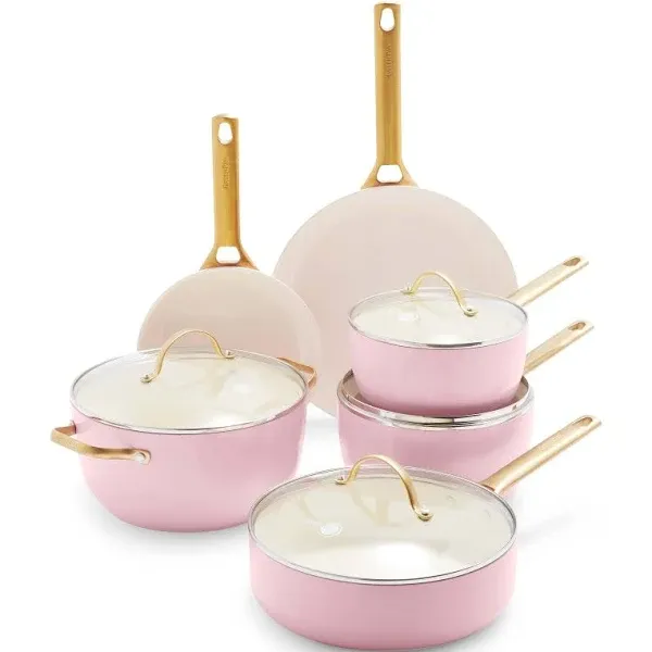 Photo 1 of **PINK** CAROTE 10pcs Pots and Pans Set, Nonstick Cookware Sets Detachable Handle, Induction Kitchen Cookware Set Non Stick with Removable Handle, Oven Safe, RV Cookware Set