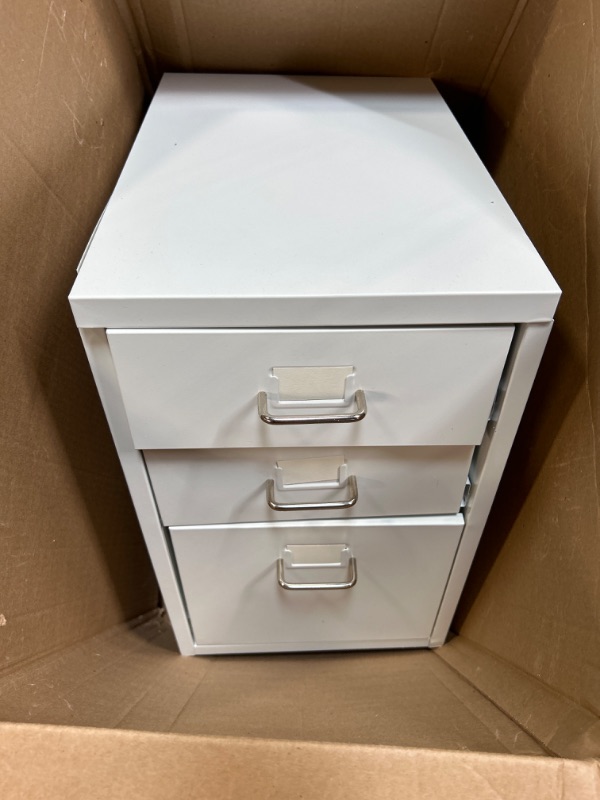 Photo 2 of HollyHOME 3-Drawer Mobile Classification Storage Cabinet, Under Desk for A4 Mini File Cabinet, Mobile File Cabinet with Wheels for Home and Office, White
