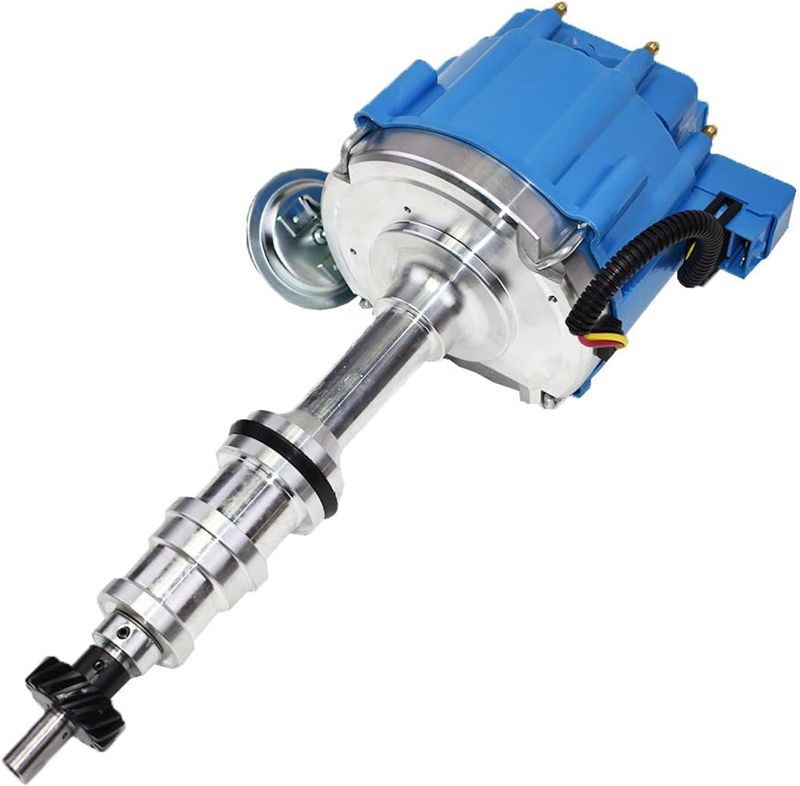 Photo 1 of A-Team Performance - HEI Complete Distributor 65,000 Volts Coil - Compatible With Big Block Ford FE V8 352 360 390 406 410 427 428 One-Wire Installation Blue Cap
