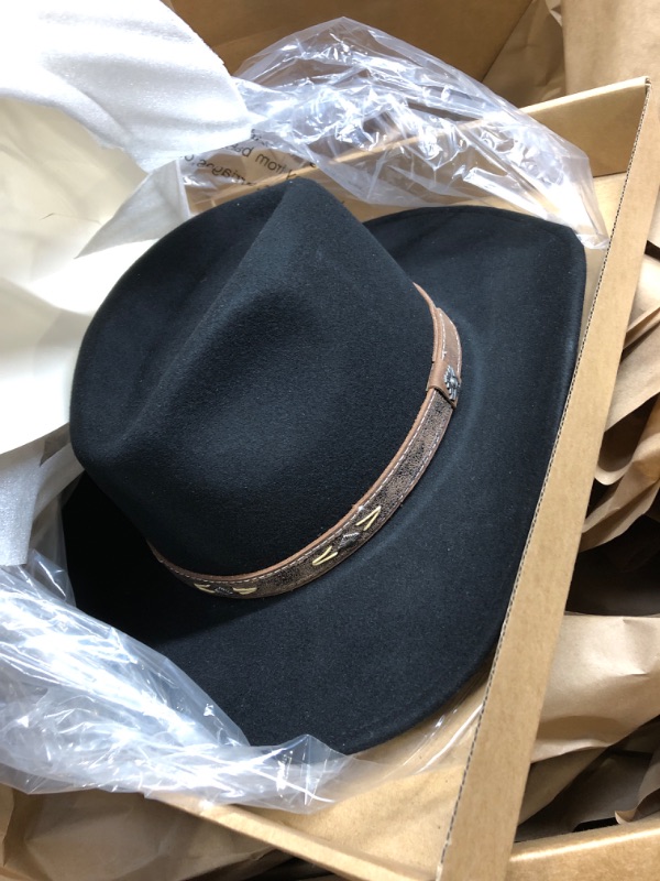 Photo 2 of **STOCK SIMILAR TO PRODUCT**Wool Cowboy Cowgirl Hat for Men Women Classic Roll Up Brim Fedora Cowgirl Hat Western Cowboy Hat
