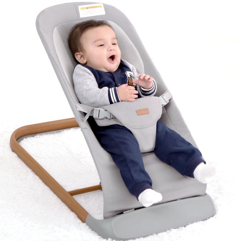 Photo 1 of AMKE CooCon Baby Bouncer,Ergonomic Bouncer Seat for Babies with 3 Recline Positions,Portable Newborn Bouncer Seat, Mesh Design Bouncers for Infants,Beige