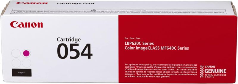 Photo 1 of Canon Genuine Toner, Cartridge 054 Magenta (3022C001) 1 Pack Color imageCLASS MF641Cdw, MF642Cdw, MF644Cdw Genuine Toner, Cartridge 054 Genuine Toner, Cartridge 054 Yellow Magenta Toner + Cartridge 054 Cyan + Cartridge Yellow