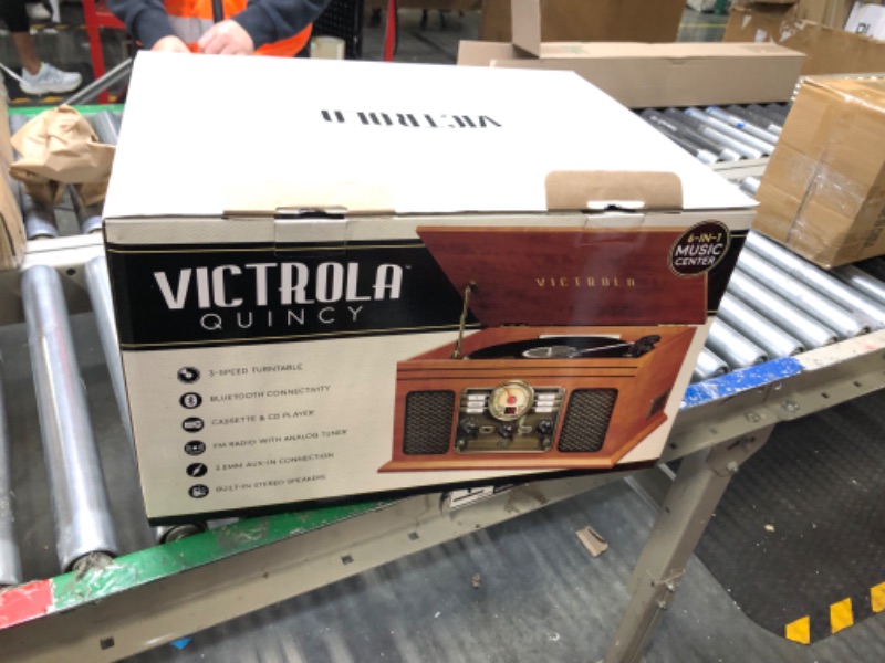 Photo 2 of Victrola Nostalgic 6-in-1 Bluetooth Record Player & Multimedia Center with Built-in Speakers - 3-Speed Turntable, CD & Cassette Player, FM Radio | Wireless Music Streaming | Mahogany