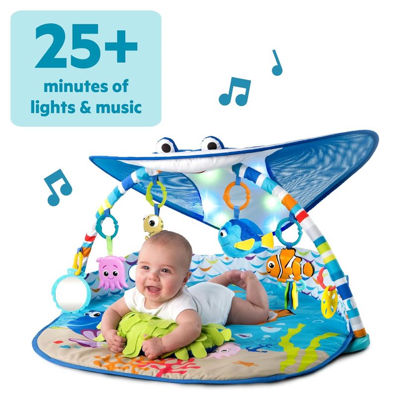 Photo 5 of Bright Starts Disney Baby Finding Nemo Mr. Ray Ocean Lights & Music Gym, Ages Newborn +