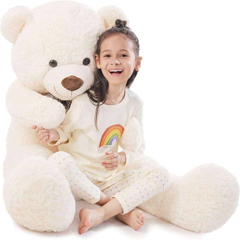 Photo 1 of 47 inch Giant Teddy Bear Stuffed Animal White Big Plush Teddy Bear Valentine's Gift for Girlfriend Soft Stuffed Bear Animals for Christmas,Birthday,Mother's Day