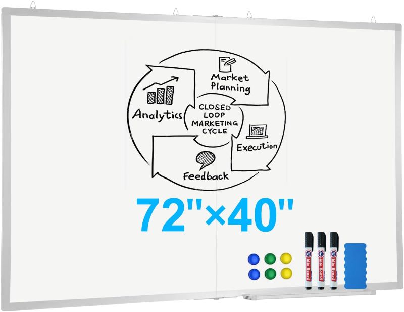 Photo 1 of Magnetic White Board, Foldable Large Dry Erase Board, Aluminium Frame White Board (72x40 inch)
