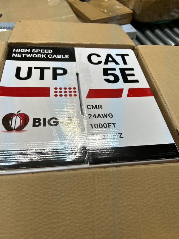 Photo 3 of Big-A - Bulk Cat5e Cable 1000ft 24AWG Solid 4 Pair Cat5e Ethernet Cable, Unshielded Twisted Pair UTP 350MHz Internet Cable, Pull Box - White 1000 ft White