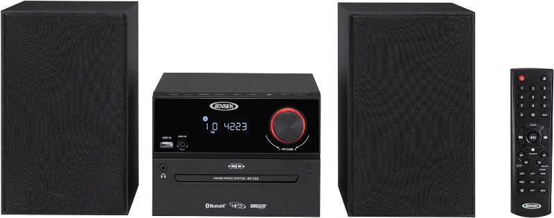 Photo 1 of Jensen Professional JBS-500 Modern Bluetooth Wireless Stereo Music System Home CD Player, MP3 USB, Audio in, Headphone Jack, FM Radio, 30W - (Jet Black)
