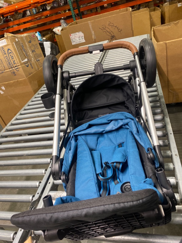 Photo 1 of Cybex Balios S Lux Stroller FrontFacing or ParentFacing Seat Positions OneHand Fold Multiposition Recline Adjustable Leatherette Handlebar Infant Stroller for 6 Months+, Deep Black Deep Black Lux